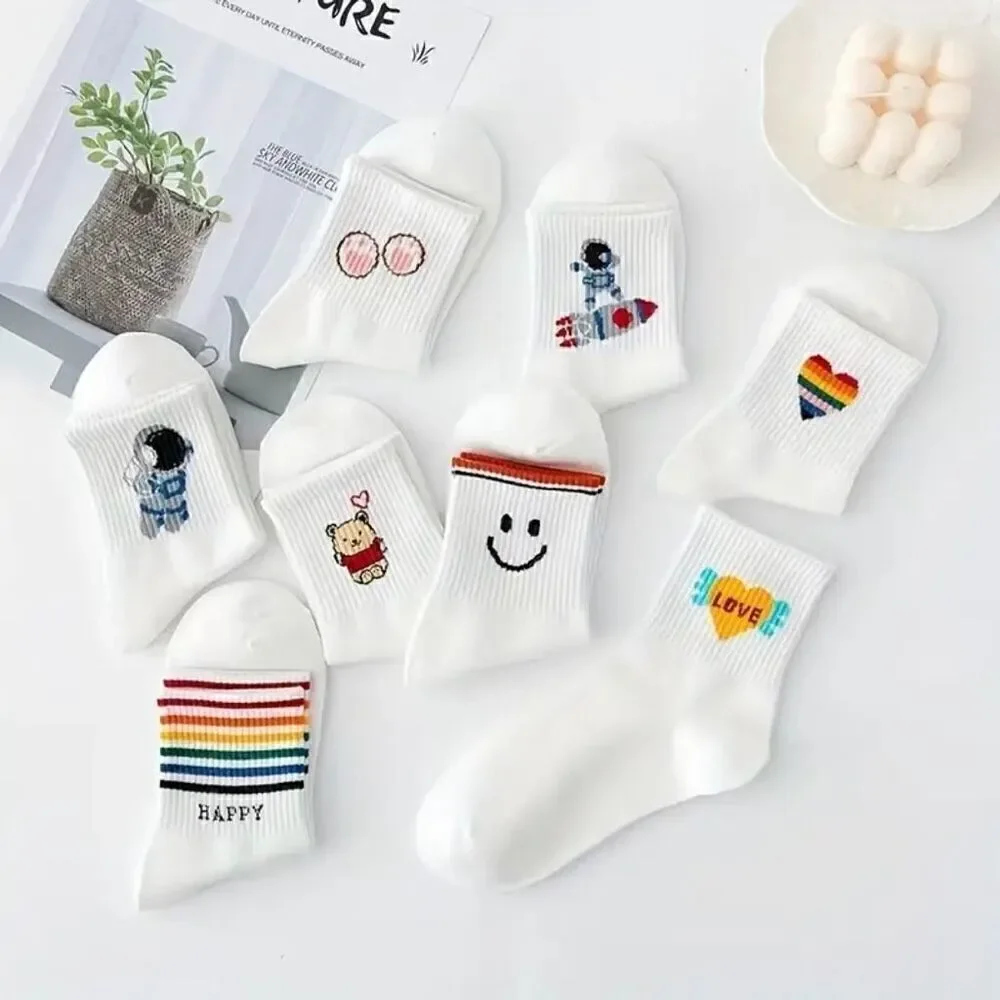 10 Pairs of Whimsical Cartoon Print Socks Soft Breathable and Comfy Womens New